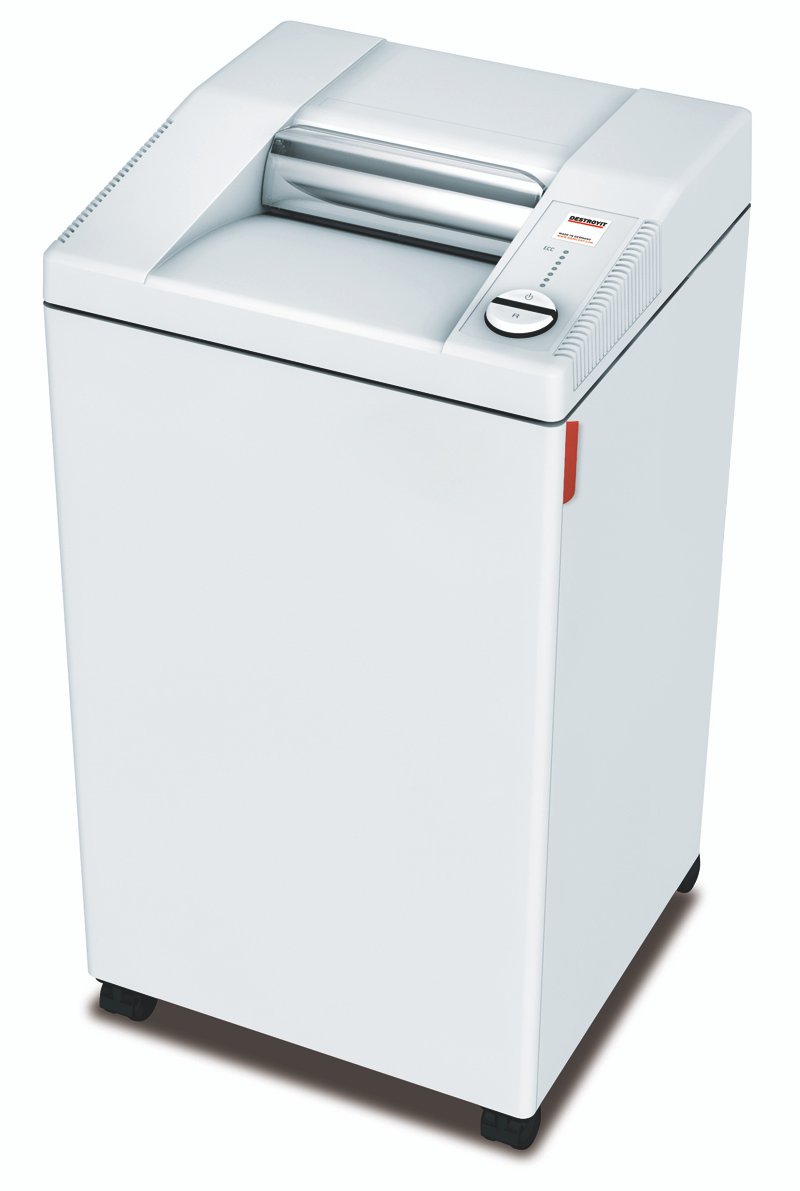A right angle view of a DESTROYIT 2604 Centralized paper shredder