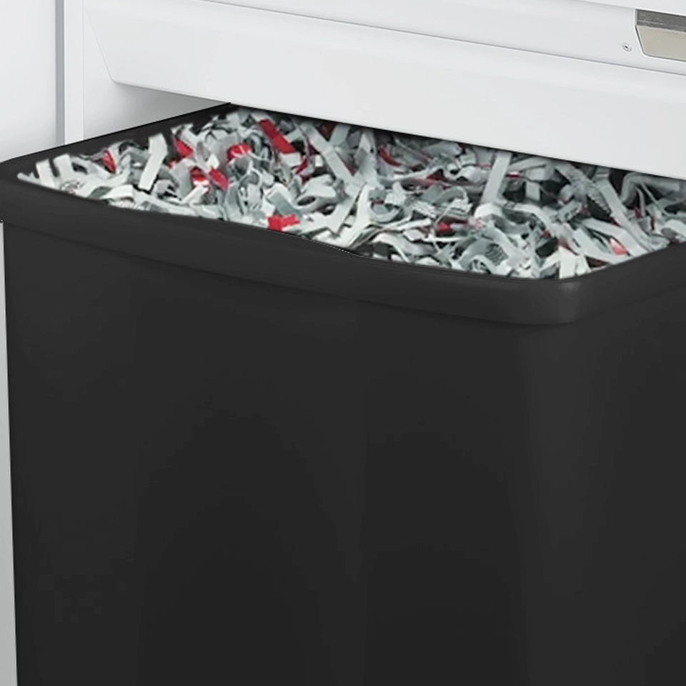 Image shows the black shred bin
